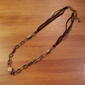 Chico's Leather, Metal, Stone and Glass Necklace